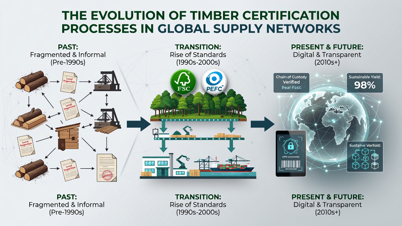 Modern digital tracking systems and blockchain verification applied to timber supply chains